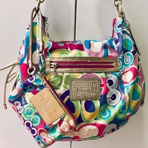Coach Poppy Graffiti Bag with Matching Wristlet